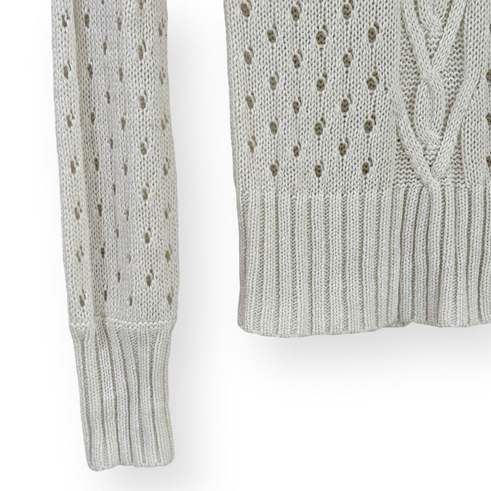 Vtg Y2K Wet Seal Sweater Womens S White Cable Knit Scoop Neck Preppy Balletcore - Picture 3 of 6